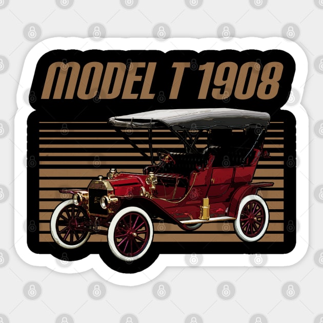 Ford Model T 1908 Awesome Automobile Sticker by NinaMcconnell